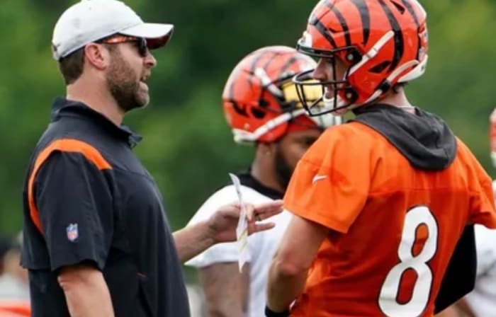 On Wdnesday, Cincinnati Bengals offensive coordinator Brian Callahan (left) was officially named head coach of the Tennessee Titans.